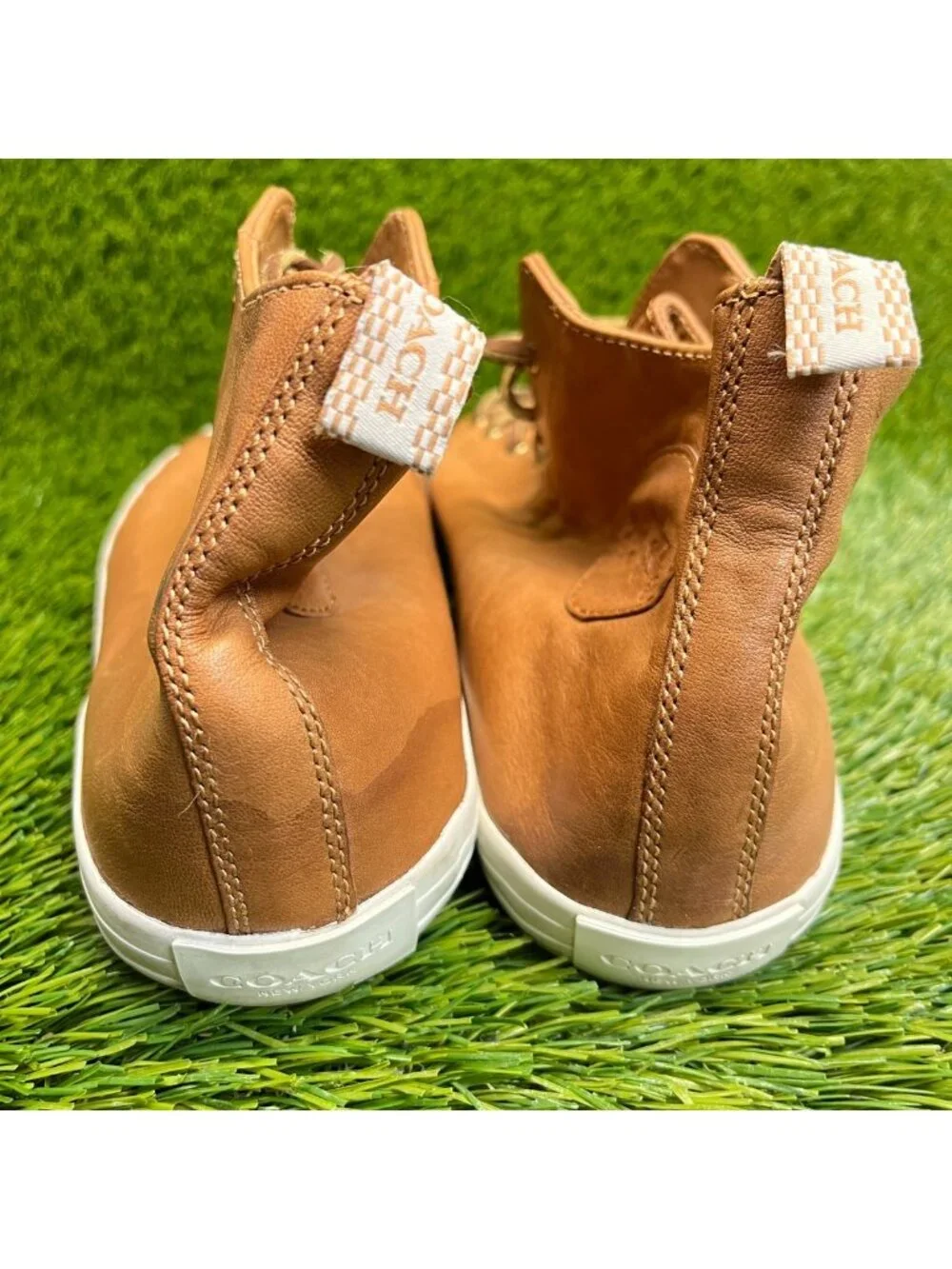 Coach Brenna Womens Size 11 Brown Athletic Leather Lace Up Shoes Sneakers